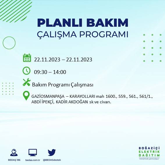 İstanbul'un bu ilçelerinde yaşayanlar dikkat: Saatlerce sürecek elektrik kesintisi için hazır olun 24